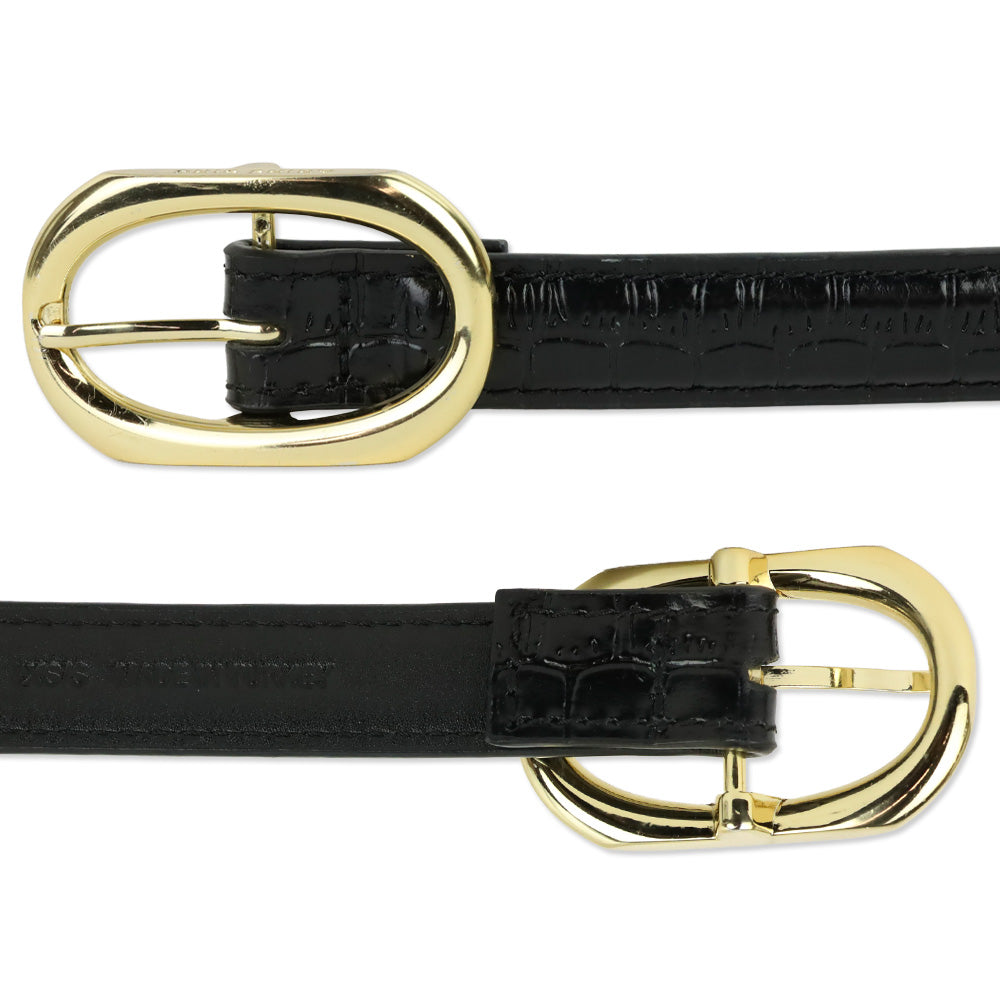 Anine Bing Black Embossed With Gold Small Signature Link Belt