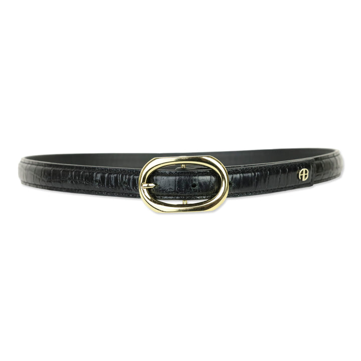 Anine Bing Black Embossed With Gold Small Signature Link Belt