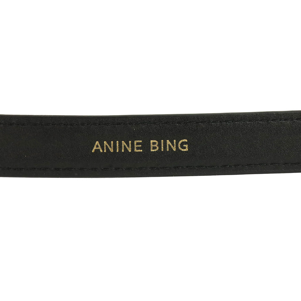 Anine Bing Black Embossed With Gold Small Signature Link Belt