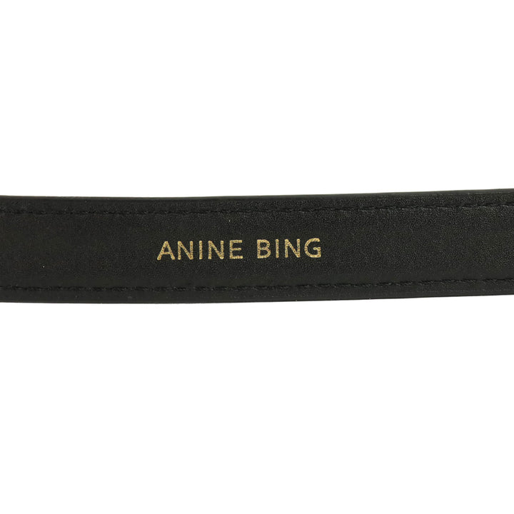 Anine Bing Black Embossed With Gold Small Signature Link Belt
