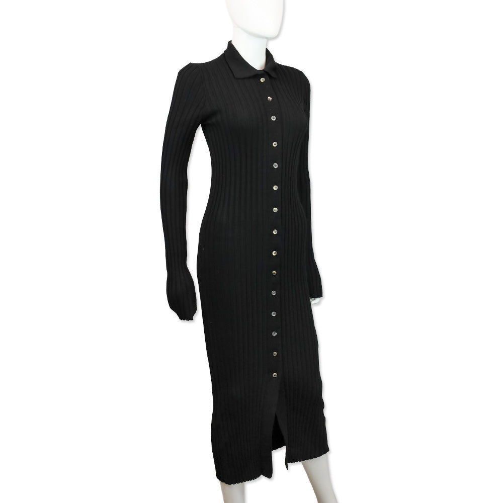 Anine Bing Black Joslyn Midi-Length Knit Cardigan Dress