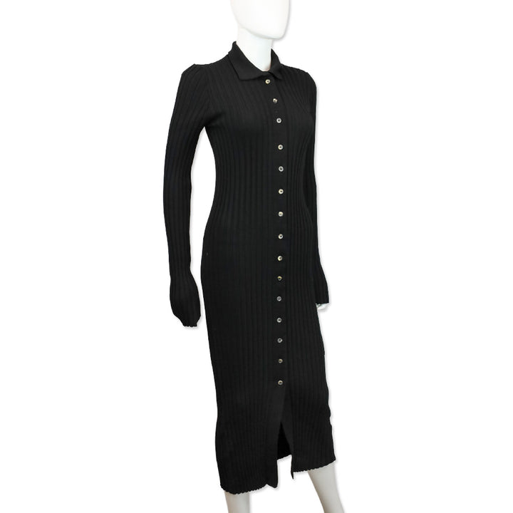 Anine Bing Black Joslyn Midi-Length Knit Cardigan Dress