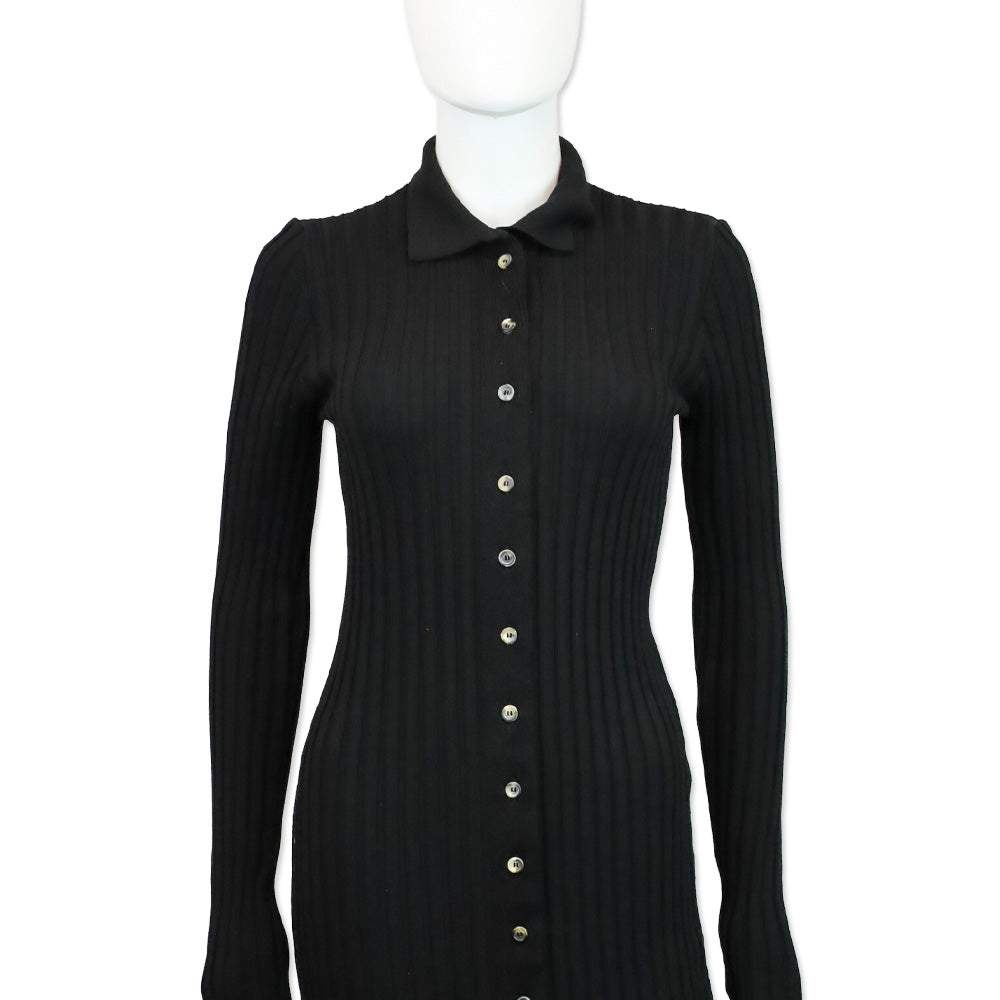 Anine Bing Black Joslyn Midi-Length Knit Cardigan Dress