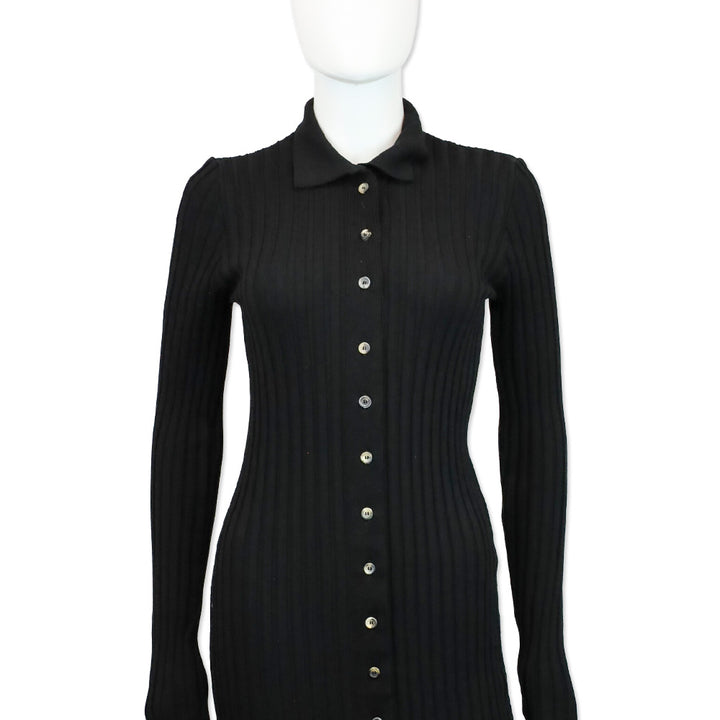 Anine Bing Black Joslyn Midi-Length Knit Cardigan Dress