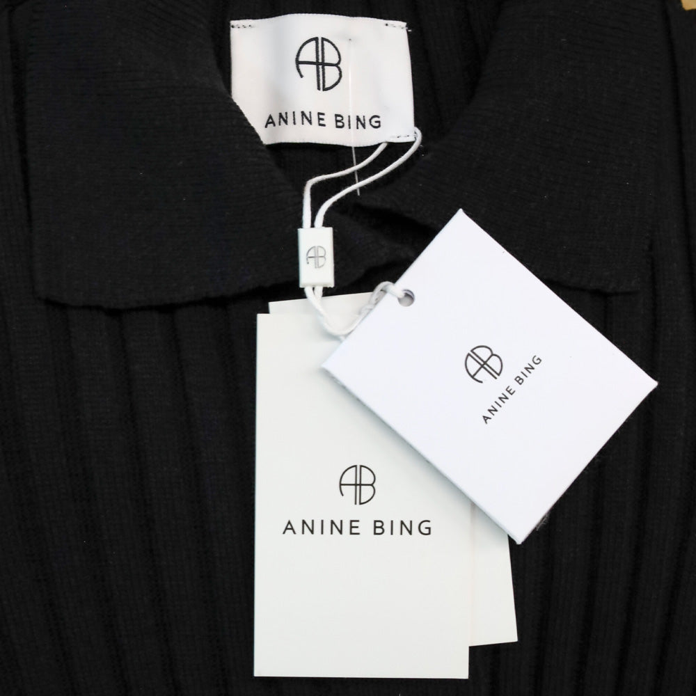 Anine Bing Black Joslyn Midi-Length Knit Cardigan Dress