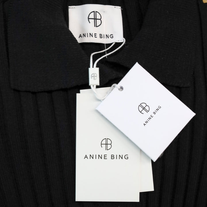 Anine Bing Black Joslyn Midi-Length Knit Cardigan Dress