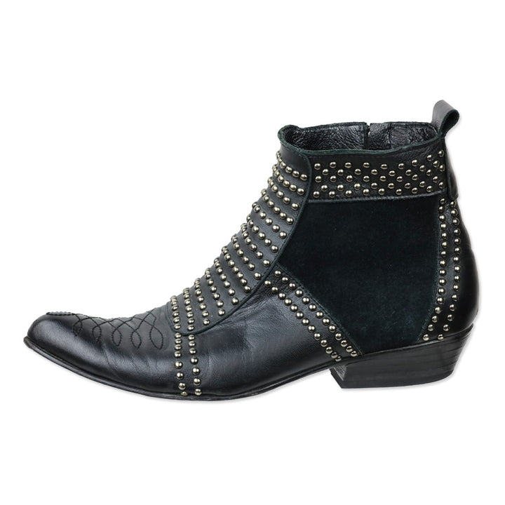 Anine Bing Black Leather Silver Studs Charlie Boots