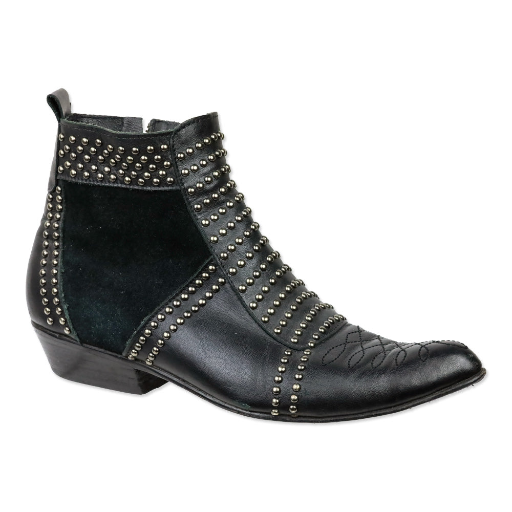 Anine Bing Black Leather Silver Studs Charlie Boots