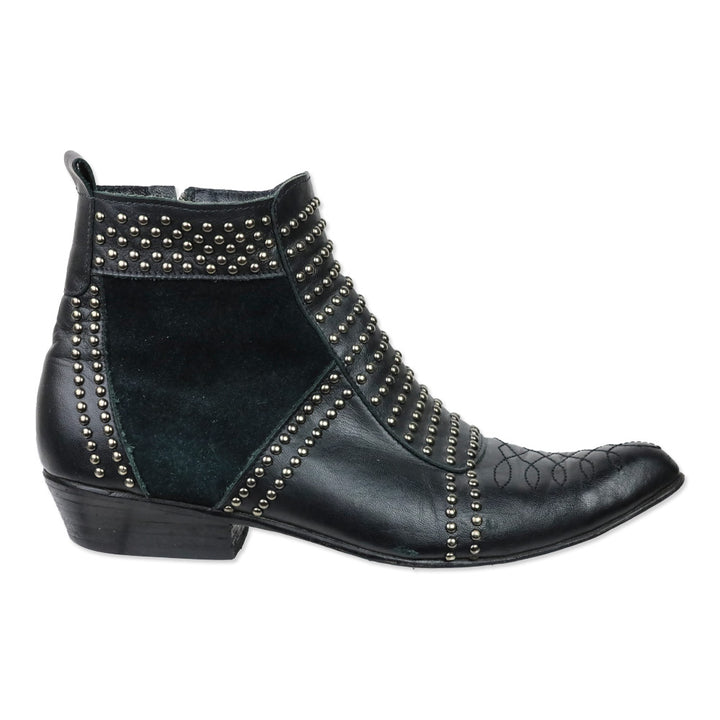Anine Bing Black Leather Silver Studs Charlie Boots