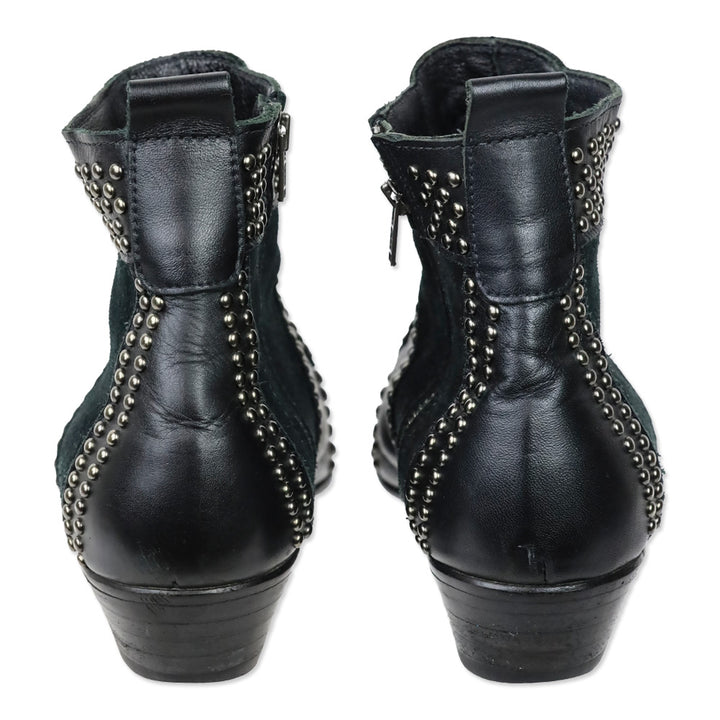 Anine Bing Black Leather Silver Studs Charlie Boots
