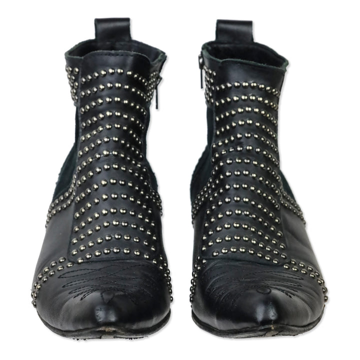 Anine Bing Black Leather Silver Studs Charlie Boots