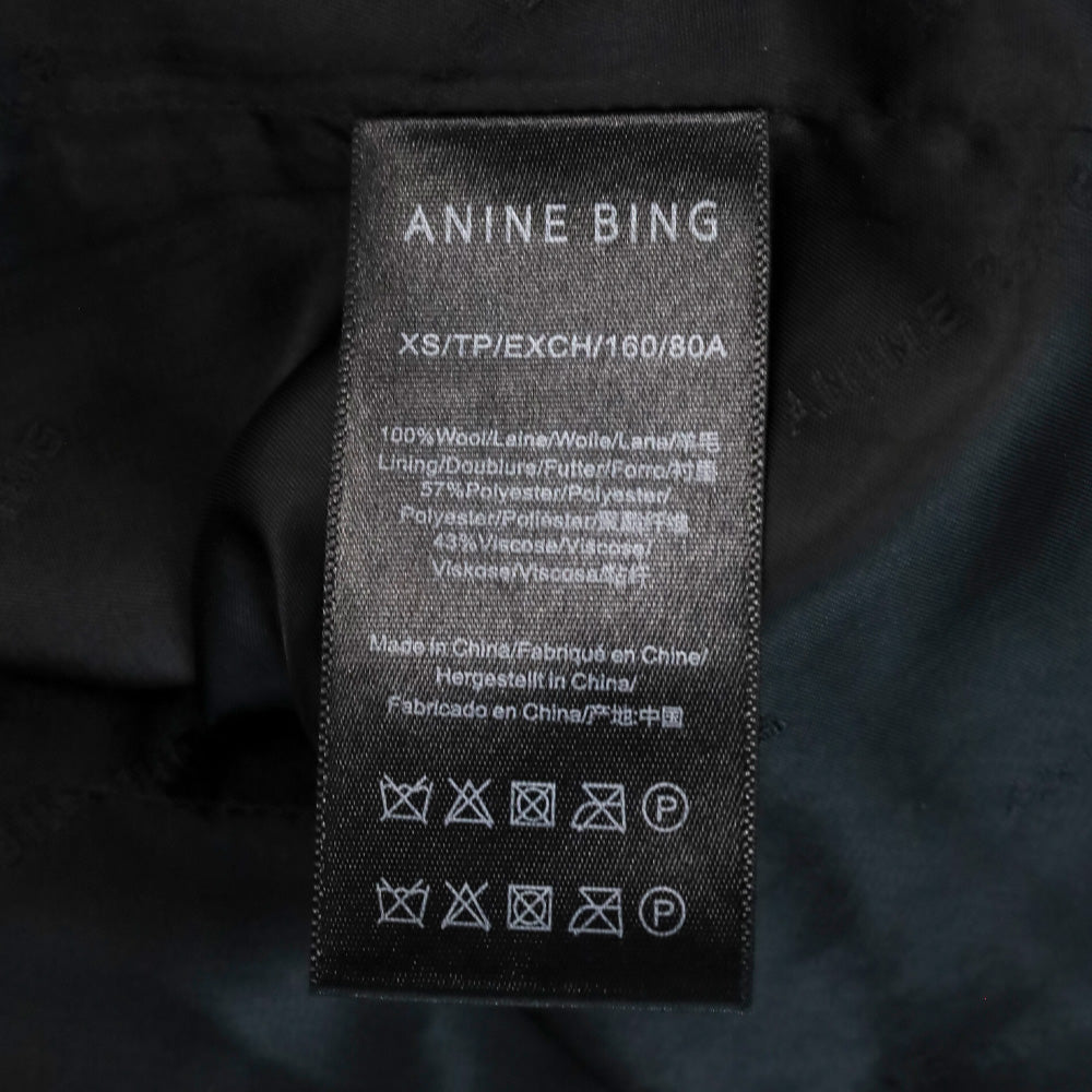 Anine Bing Black Midweight Wool Quinn Blazer
