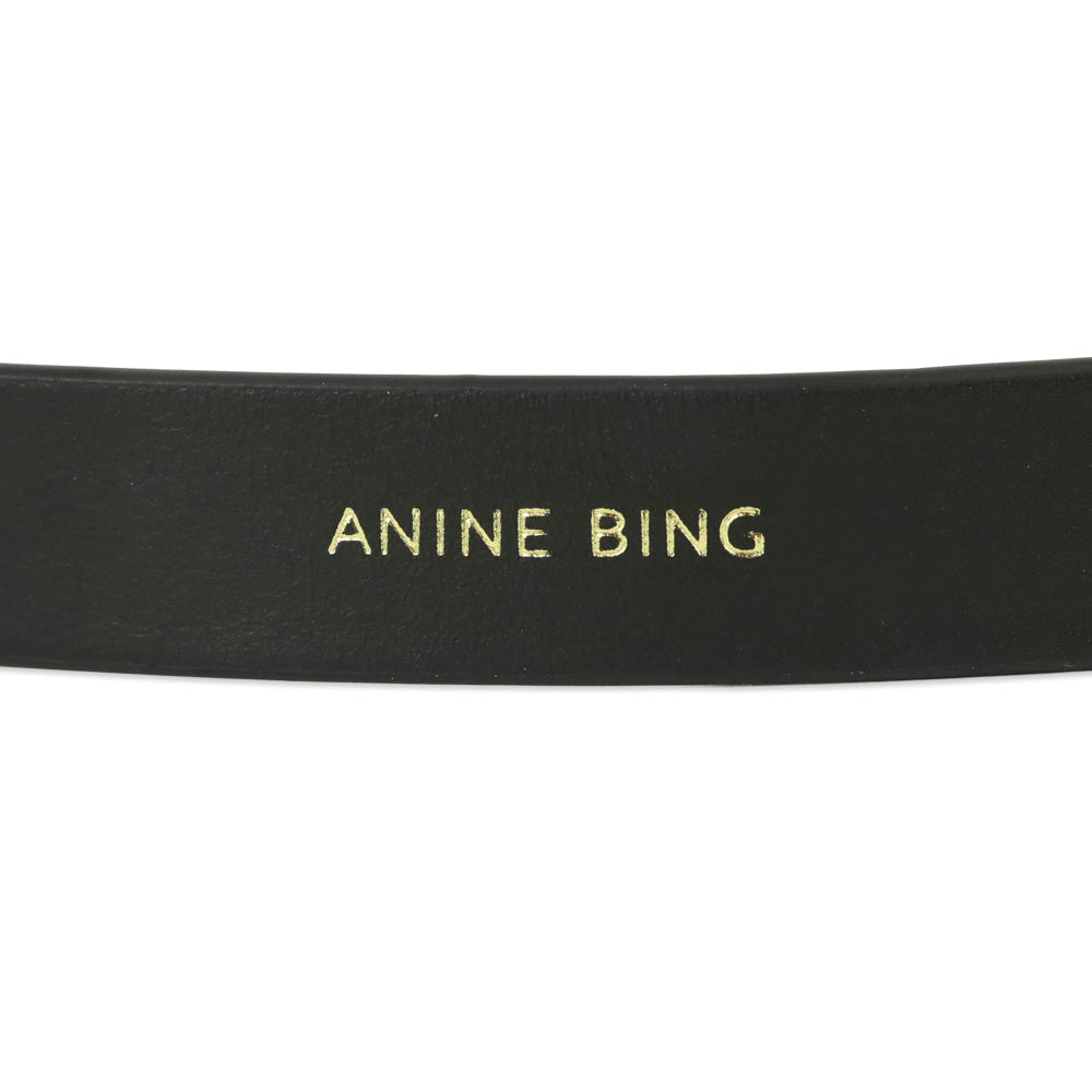 Anine Bing Black With Gold Small Signature Link Belt