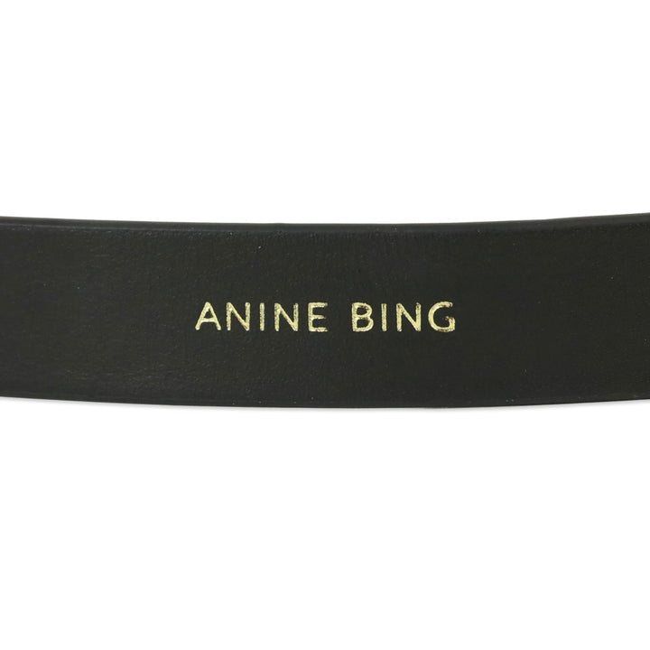 Anine Bing Black With Gold Small Signature Link Belt