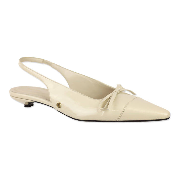 Anine Bing Bone Crinkled Patent Zoey Slingback Heels