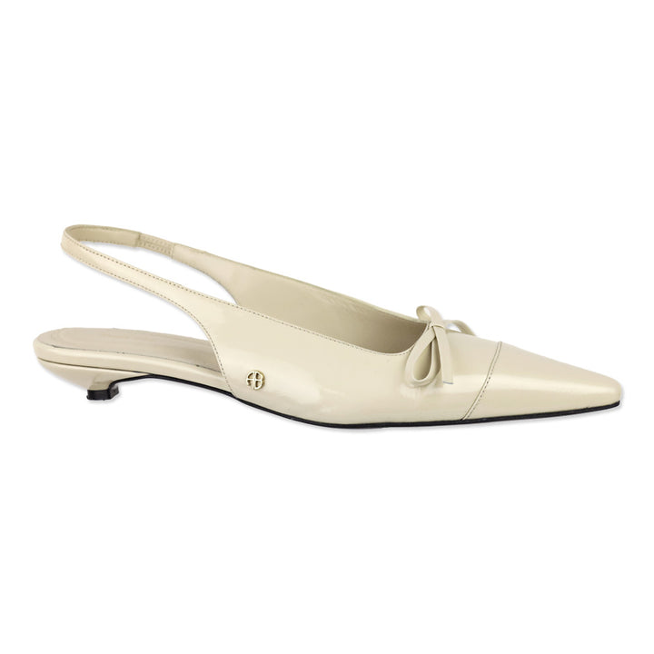 Anine Bing Bone Crinkled Patent Zoey Slingback Heels