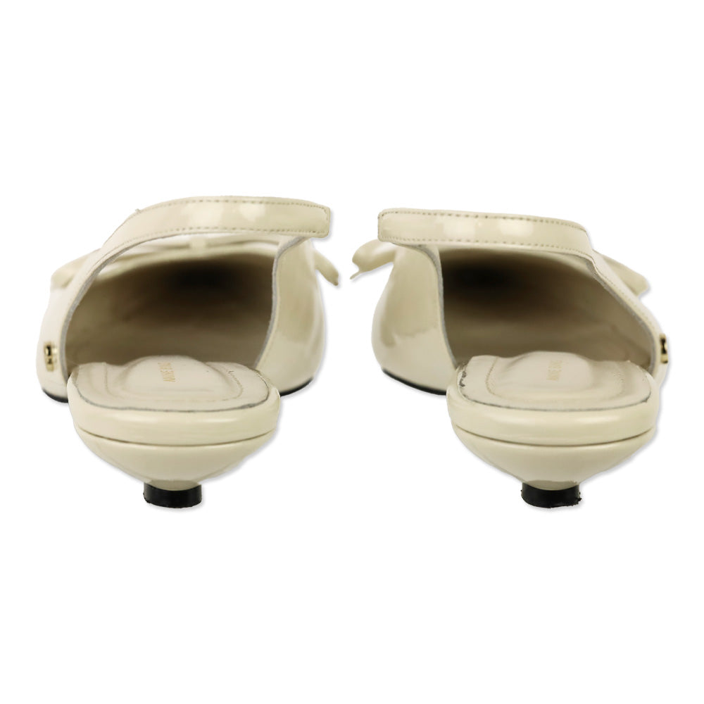 Anine Bing Bone Crinkled Patent Zoey Slingback Heels