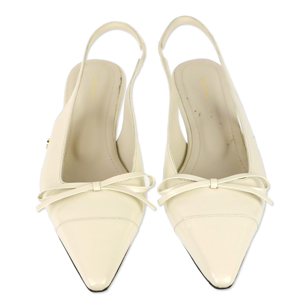 Anine Bing Bone Crinkled Patent Zoey Slingback Heels