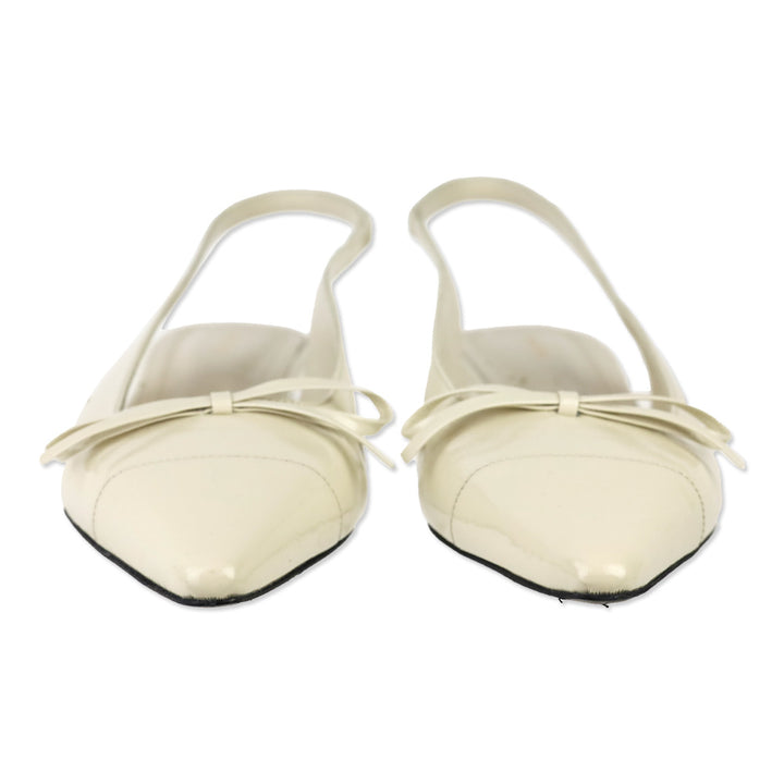 Anine Bing Bone Crinkled Patent Zoey Slingback Heels