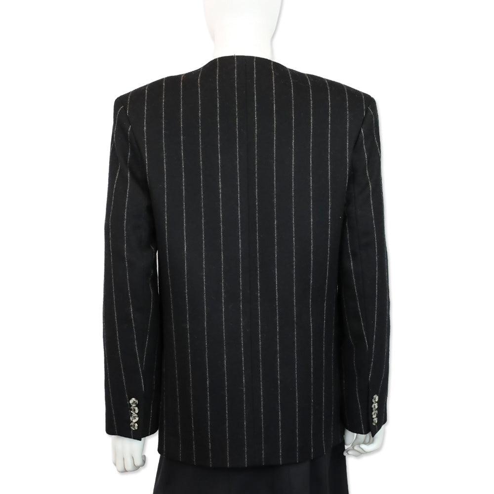 Anine Bing Dark Grey Pinstripe Wool-Blend Maron Blazer