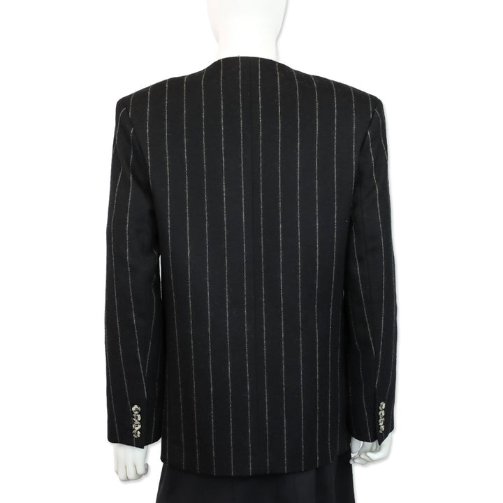 Anine Bing Dark Grey Pinstripe Wool-Blend Maron Blazer