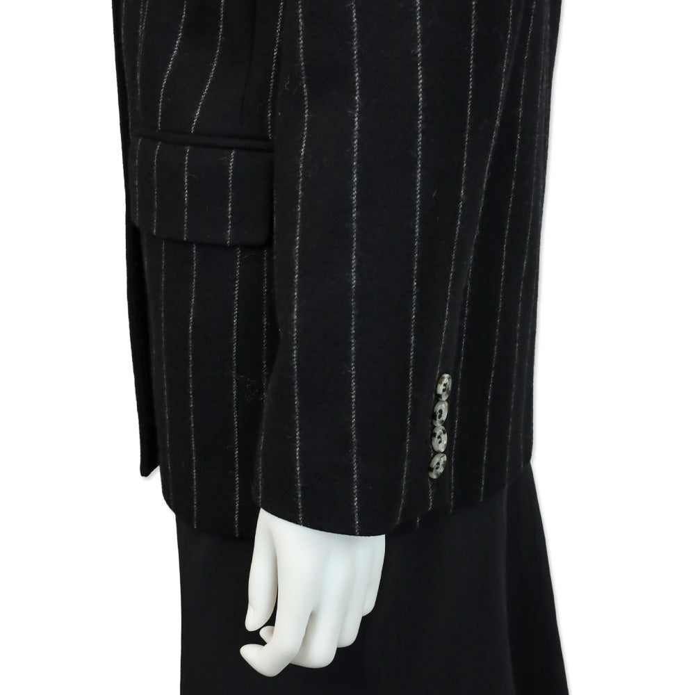 Anine Bing Dark Grey Pinstripe Wool-Blend Maron Blazer