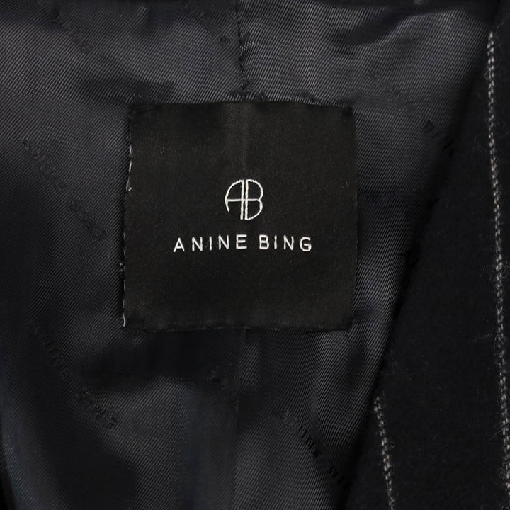 Anine Bing Dark Grey Pinstripe Wool-Blend Maron Blazer