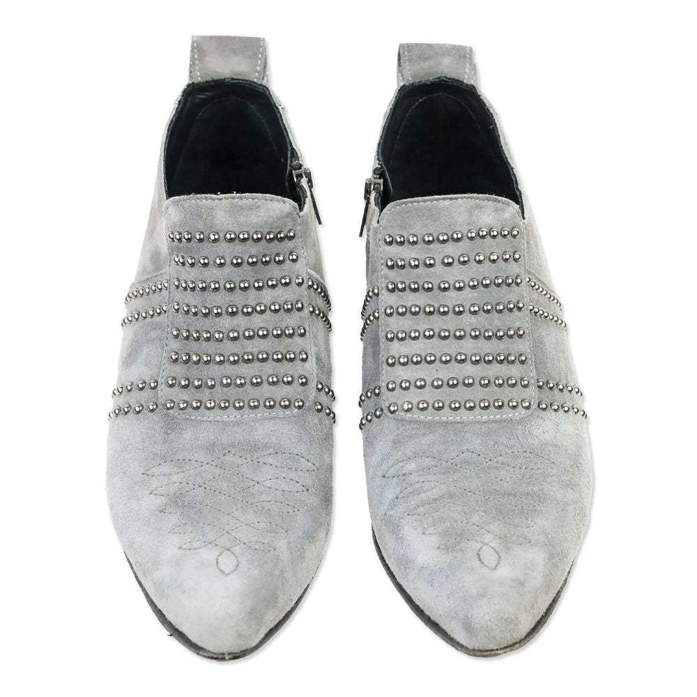 Anine Bing Grey Suede Silver Stud Low Charlie Boot