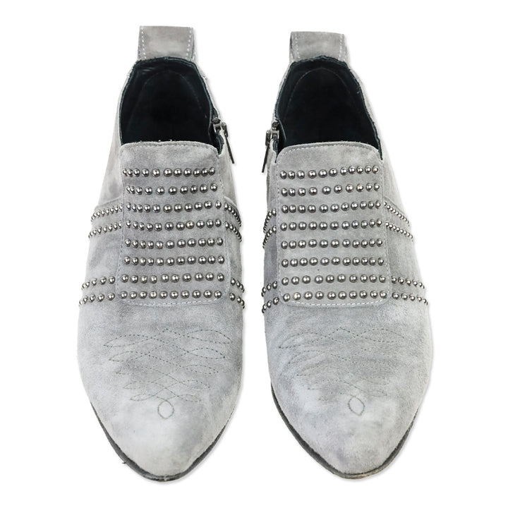 Anine Bing Grey Suede Silver Stud Low Charlie Boot