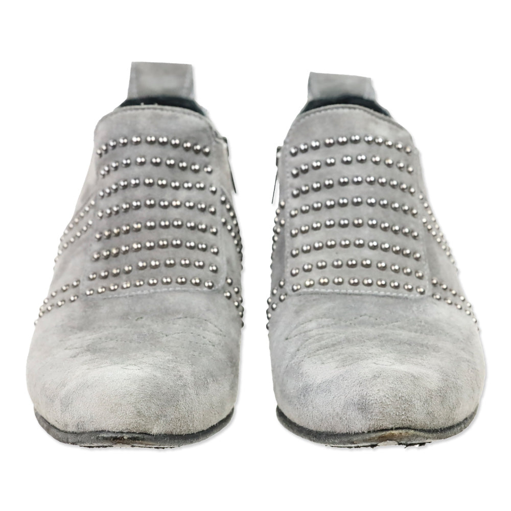 Anine Bing Grey Suede Silver Stud Low Charlie Boot