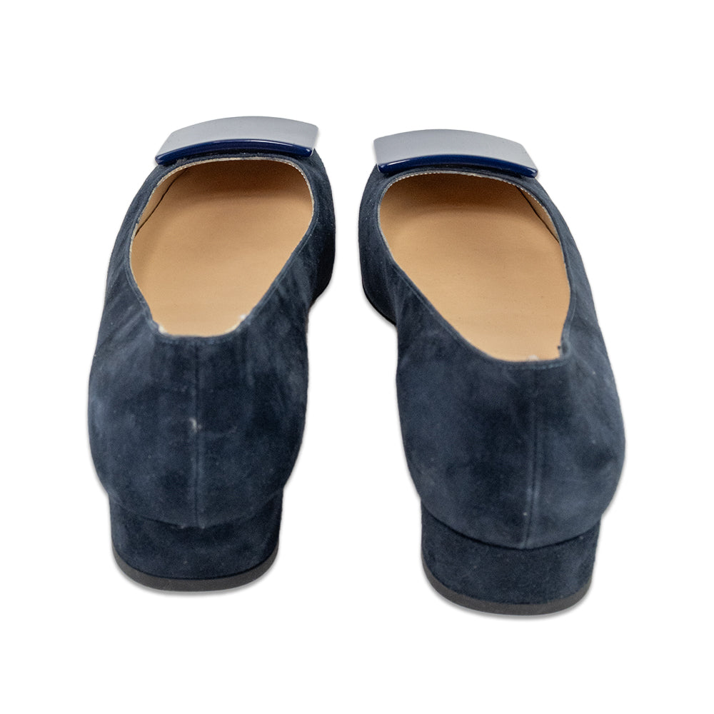 Ann Mashburn Navy Suede Square Accent Flats