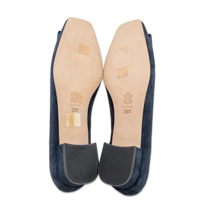 Ann Mashburn Navy Suede Square Accent Flats