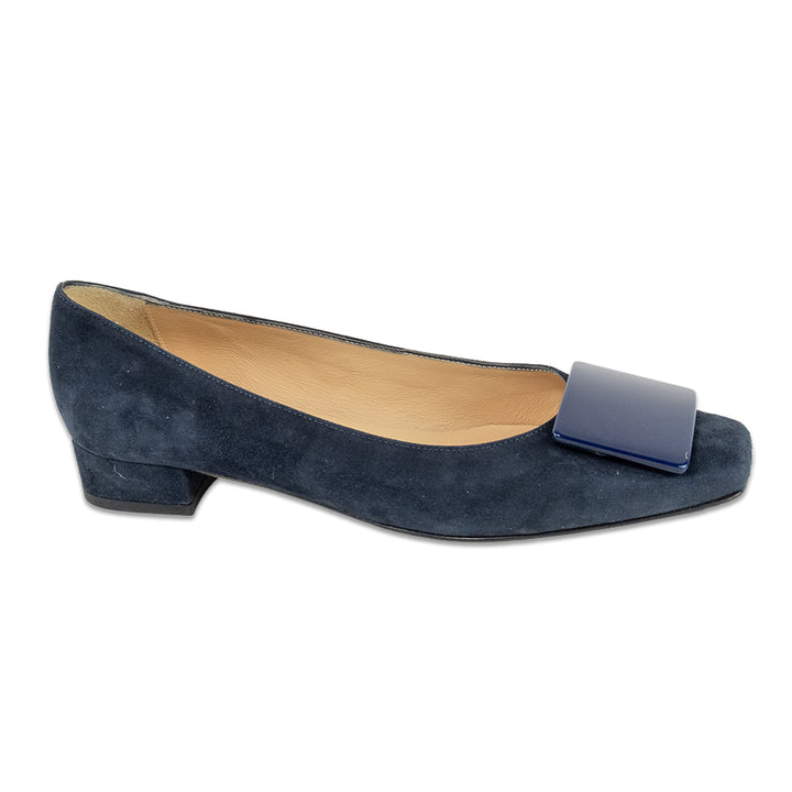 Ann Mashburn Navy Suede Square Accent Flats