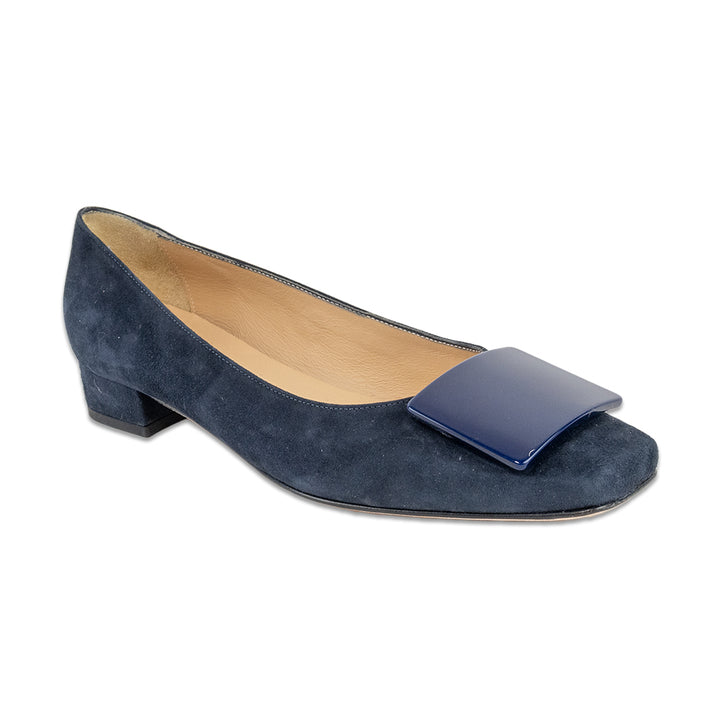 Ann Mashburn Navy Suede Square Accent Flats