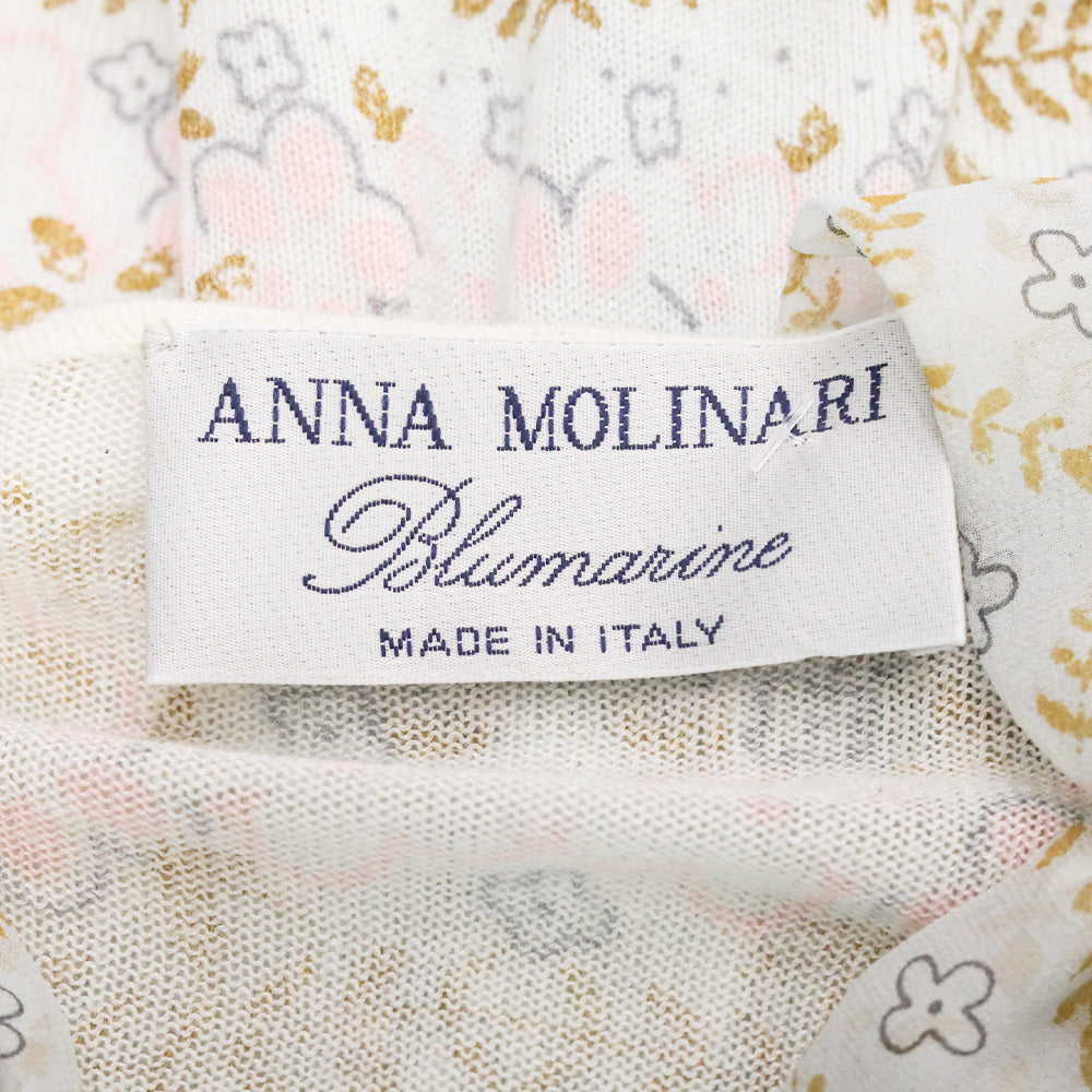 Anna Molinari Blumarine Baby Blue Floral Print Cotton/Modal Knit Cardigan