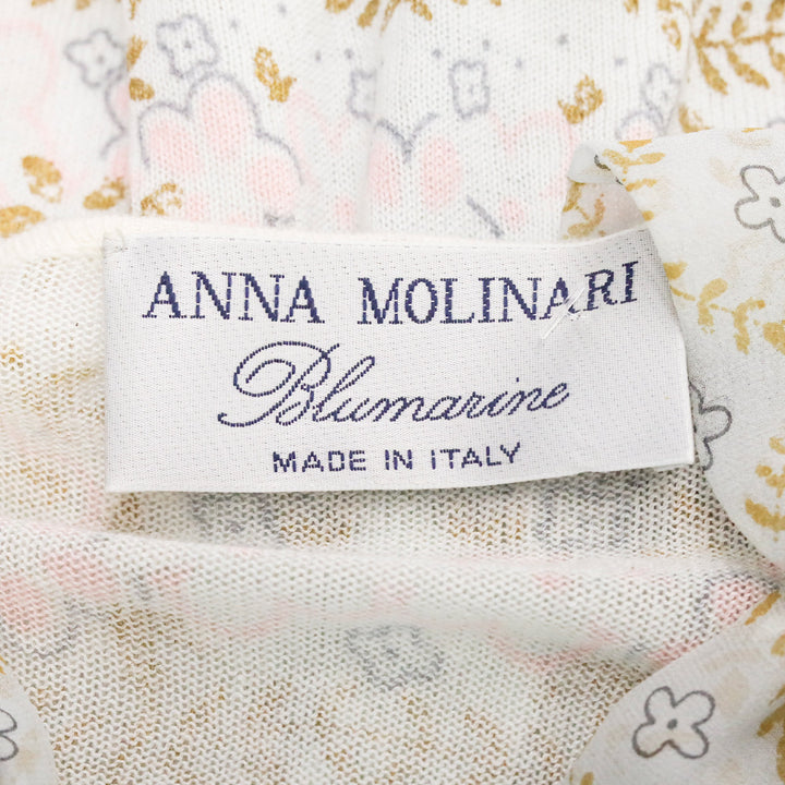Anna Molinari Blumarine Baby Blue Floral Print Cotton/Modal Knit Cardigan