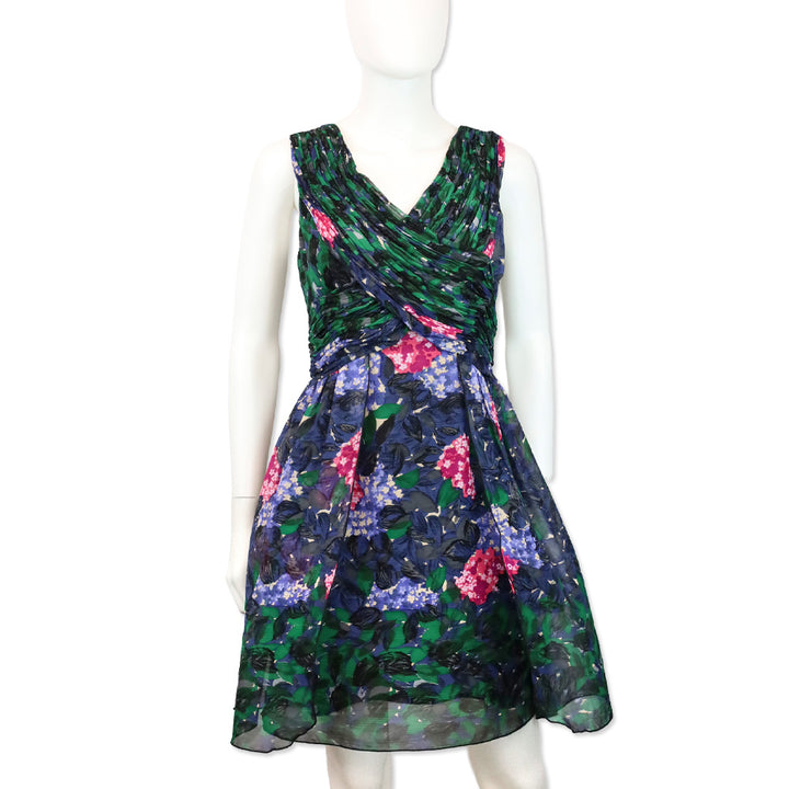 Anna Sui x Anthropology Floral Print Silk Chiffon Sleeveless Mini Dress