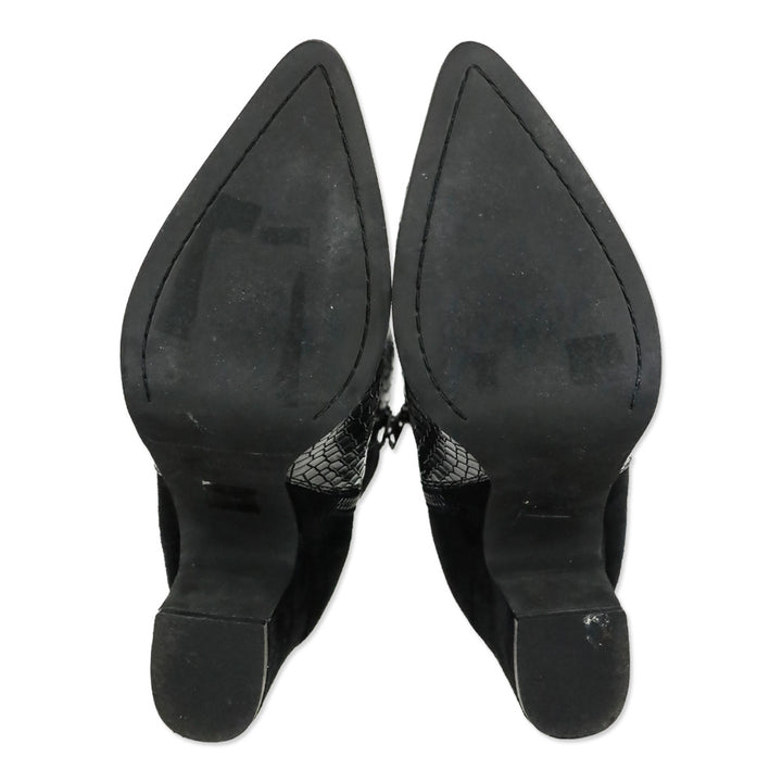 Anne Fontaine Jason-Croco Black Leather Croc and Suede Ankle Boots