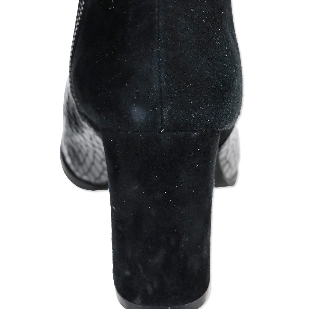 Anne Fontaine Jason-Croco Black Leather Croc and Suede Ankle Boots