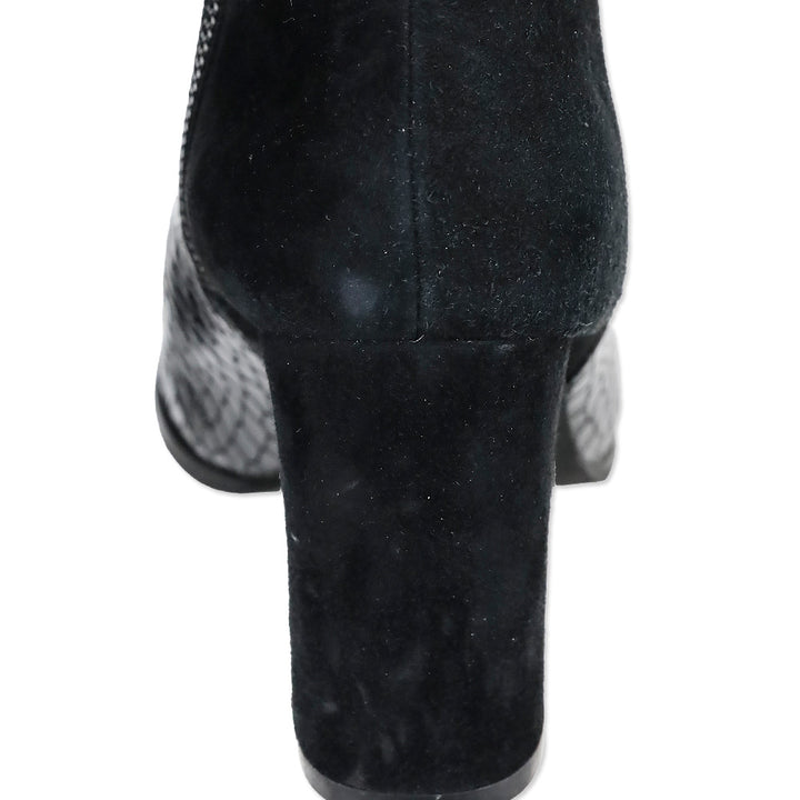 Anne Fontaine Jason-Croco Black Leather Croc and Suede Ankle Boots