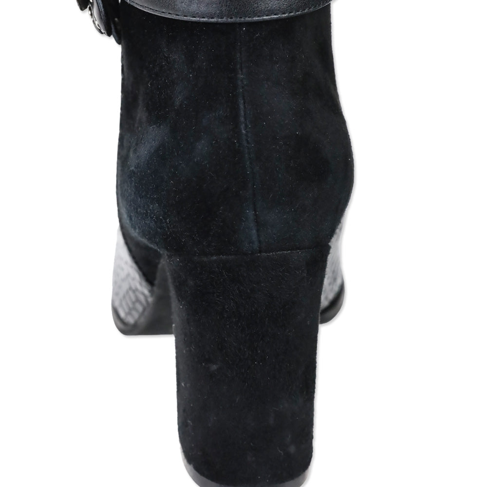 Anne Fontaine Jason-Croco Black Leather Croc and Suede Ankle Boots