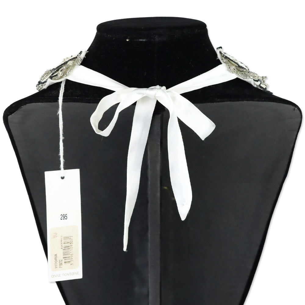Anne Fontaine Vitoria Black/White Floral Tie Collar Necklace