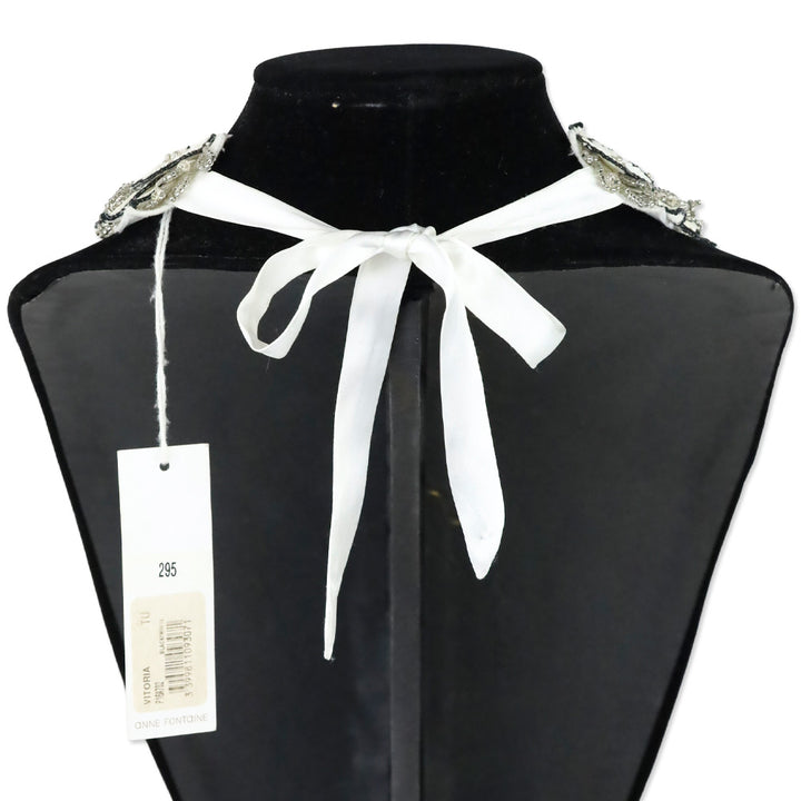 Anne Fontaine Vitoria Black/White Floral Tie Collar Necklace