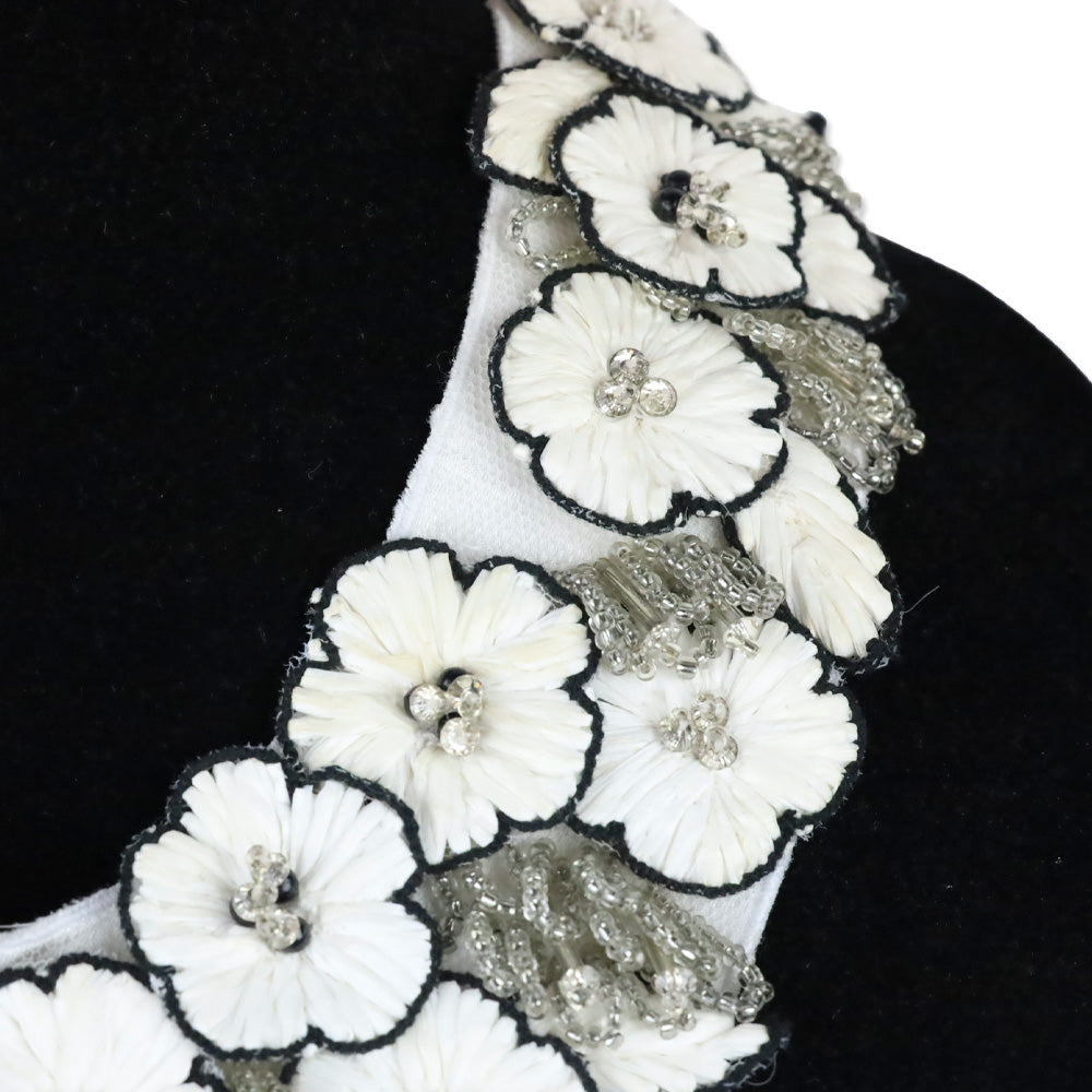Anne Fontaine Vitoria Black/White Floral Tie Collar Necklace