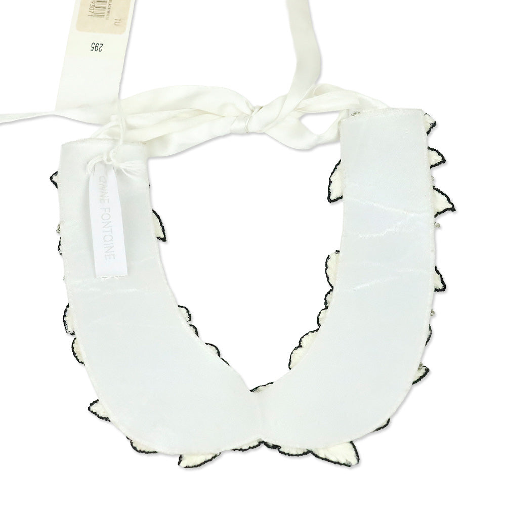 Anne Fontaine Vitoria Black/White Floral Tie Collar Necklace