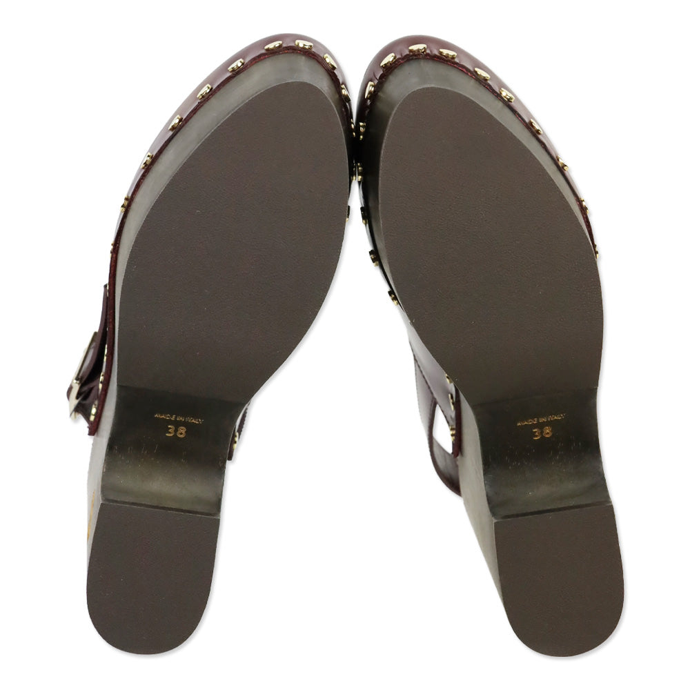 Antonio Marras Bordeaux Leather with Wood Platform High Clog Mule