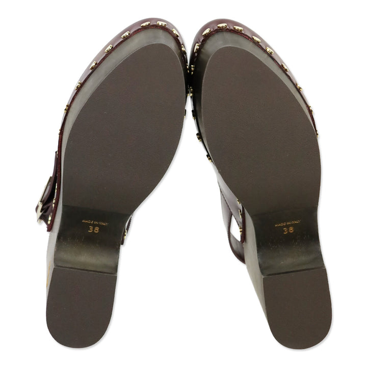 Antonio Marras Bordeaux Leather with Wood Platform High Clog Mule