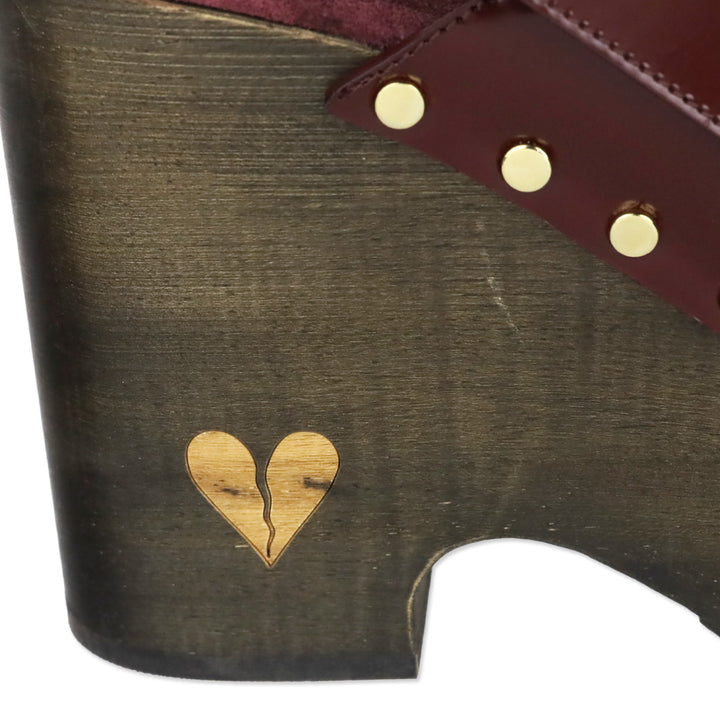 Antonio Marras Bordeaux Leather with Wood Platform High Clog Mule