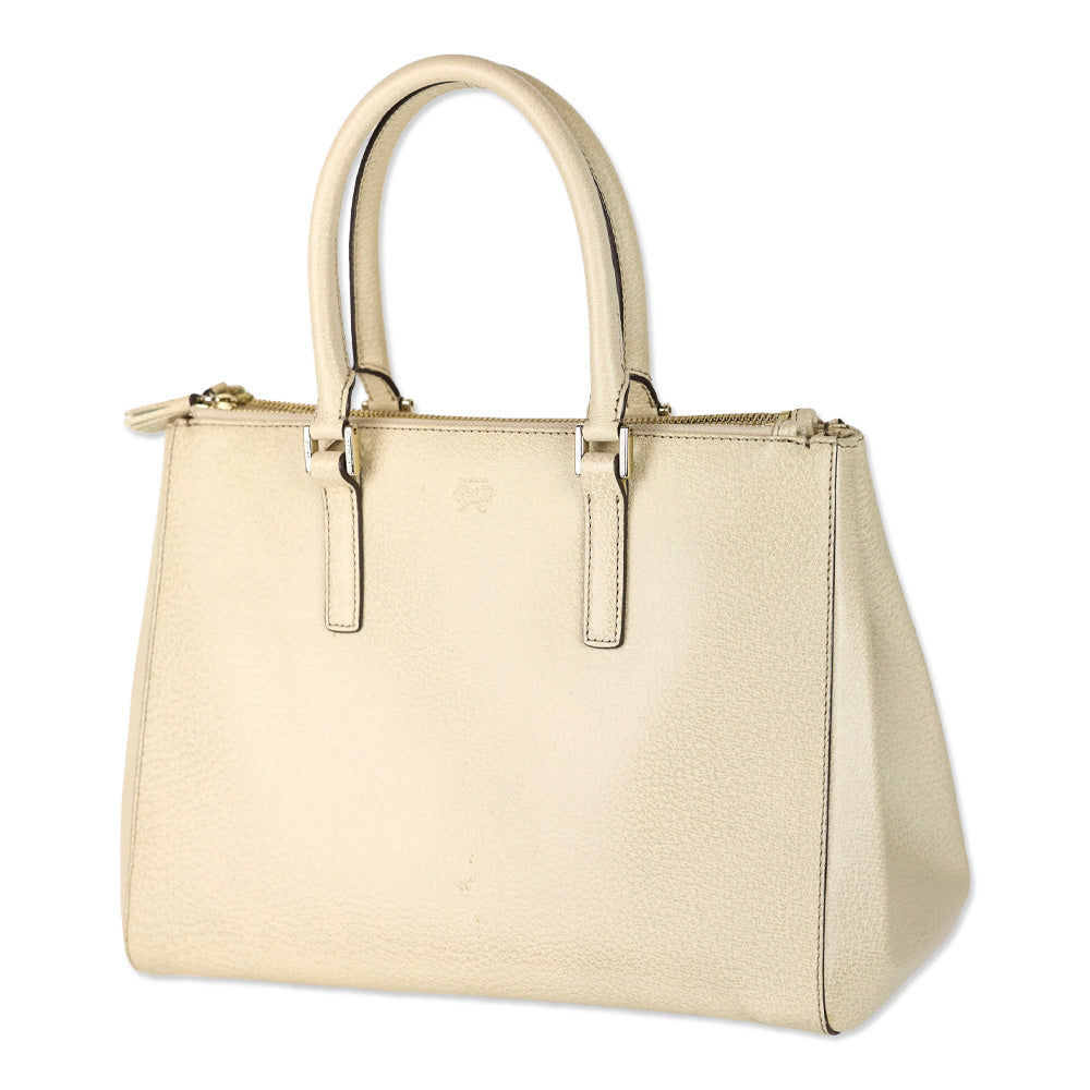 Anya Hindmarch Cream Grained Leather Ebury Tote