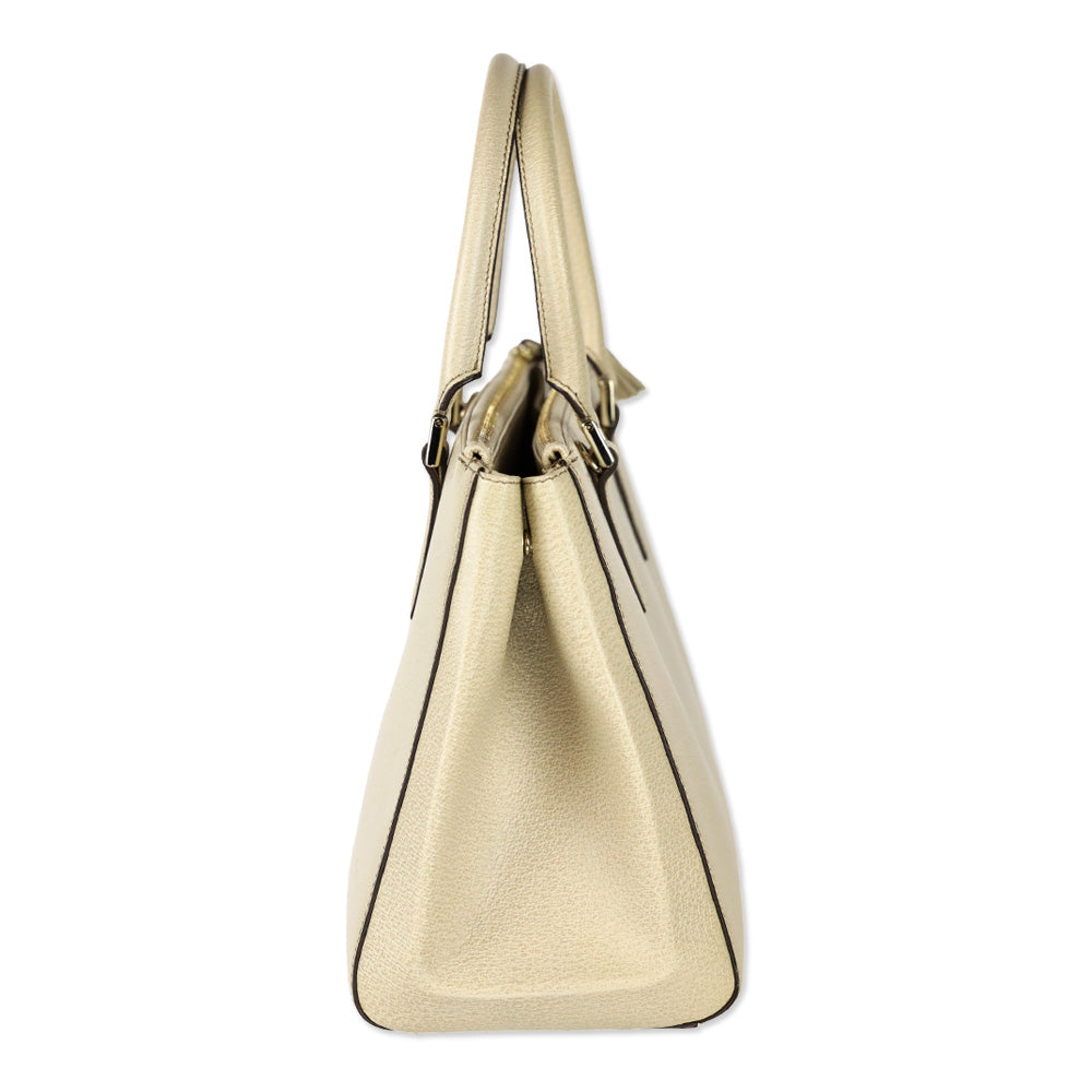 Anya Hindmarch Cream Grained Leather Ebury Tote